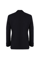 Siyah 7 Drop Slim Fit Dar Kesim Sivri Yaka Çizgili Yün Tak?m Elbise-Abdullah Ki??l?