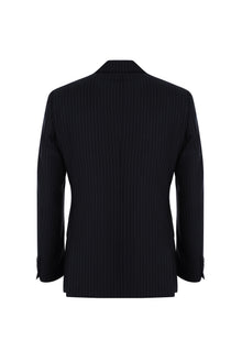 Siyah 7 Drop Slim Fit Dar Kesim Sivri Yaka Çizgili Yün Tak?m Elbise-Abdullah Ki??l?