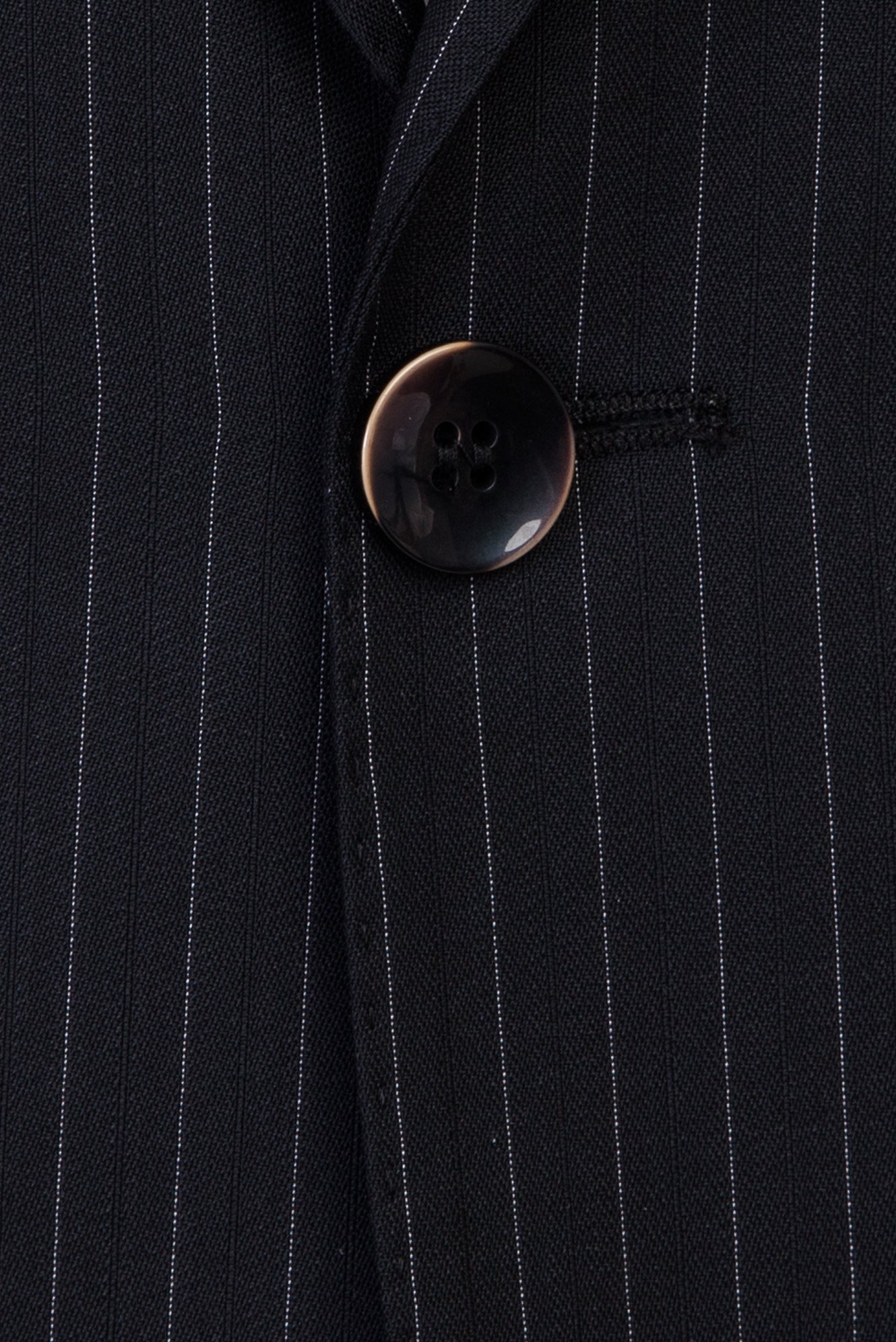 Siyah 7 Drop Slim Fit Dar Kesim Sivri Yaka Çizgili Yün Tak?m Elbise-Abdullah Ki??l?