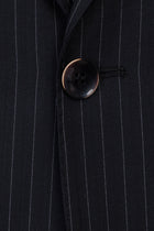 Siyah 7 Drop Slim Fit Dar Kesim Sivri Yaka Çizgili Yün Tak?m Elbise-Abdullah Ki??l?