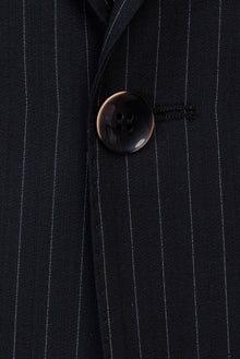 Siyah 7 Drop Slim Fit Dar Kesim Sivri Yaka Çizgili Yün Tak?m Elbise-Abdullah Ki??l?