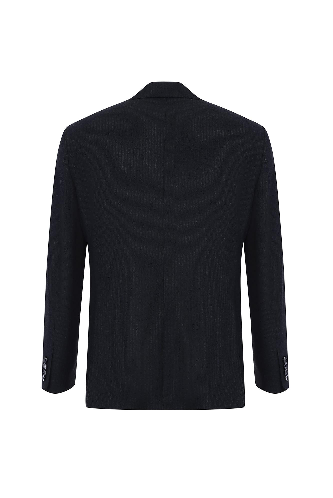 Siyah Slim Fit Dar Kesim Yünlü Yelekli Çizgili Tak?m Elbise-Abdullah Ki??l?