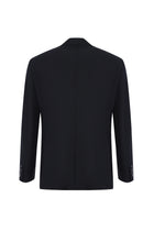 Siyah Slim Fit Dar Kesim Yünlü Yelekli Çizgili Tak?m Elbise-Abdullah Ki??l?