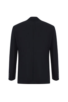 Siyah Slim Fit Dar Kesim Yünlü Yelekli Çizgili Tak?m Elbise-Abdullah Ki??l?