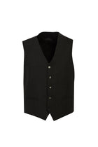 Siyah Slim Fit Dar Kesim Yünlü Yelekli Çizgili Tak?m Elbise-Abdullah Ki??l?