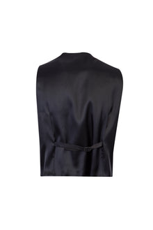 Siyah Slim Fit Dar Kesim Yünlü Yelekli Çizgili Tak?m Elbise-Abdullah Ki??l?