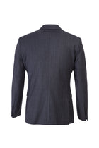 Koyu Füme Slim Fit Dar Kesim Yünlü Çizgili Kruvaze Takım Elbise