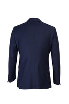 Orta Lacivert Regular Fit Yünlü Çizgili Kruvaze Takım Elbise