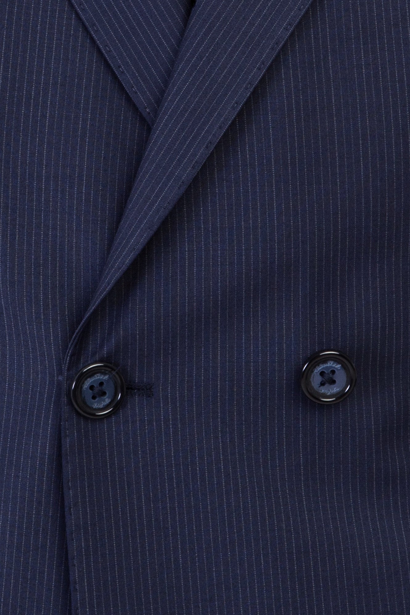 Orta Lacivert Regular Fit Yünlü Çizgili Kruvaze Takım Elbise