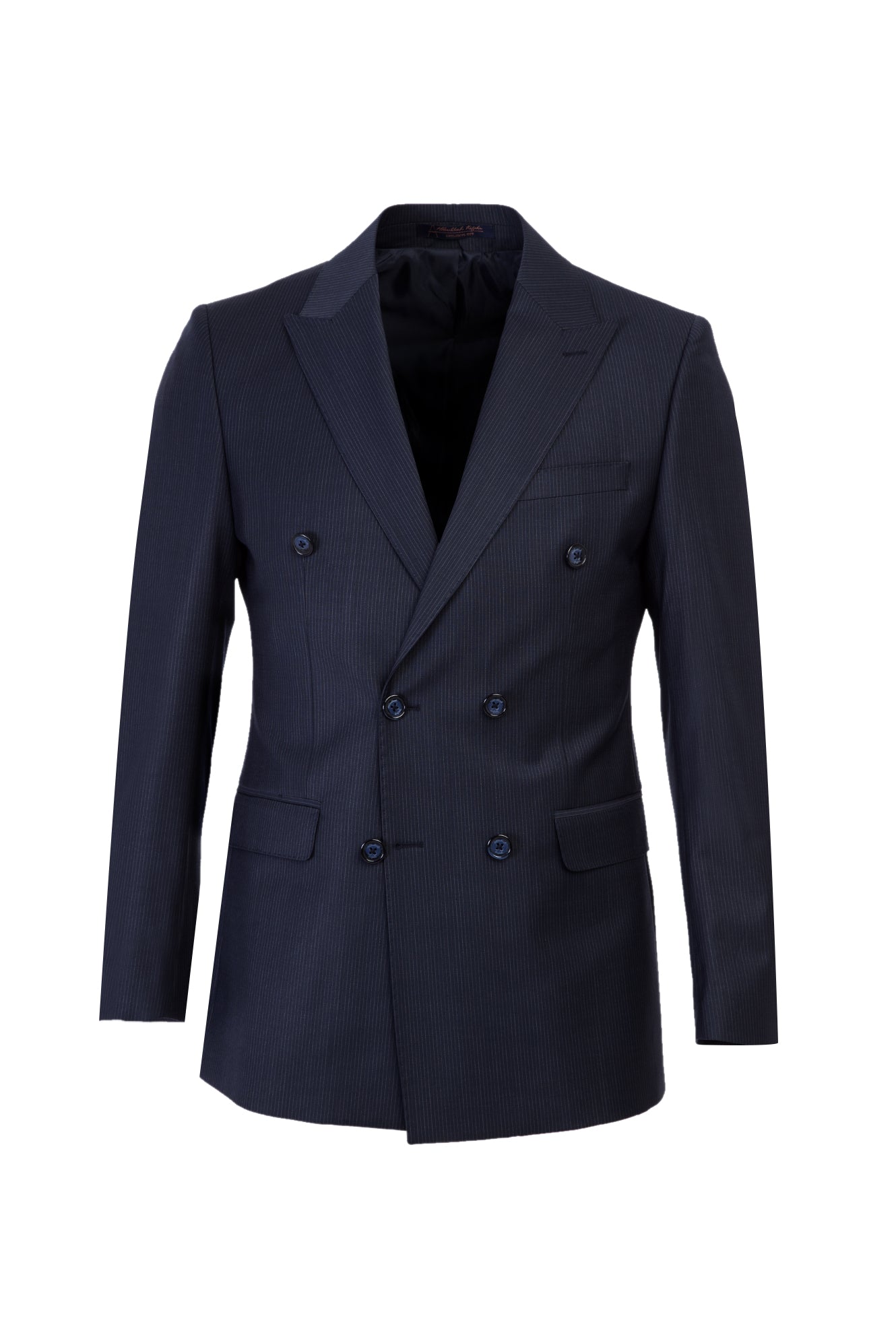 Koyu Lacivert Regular Fit Yünlü Çizgili Kruvaze Takım Elbise