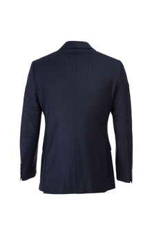 Koyu Lacivert Regular Fit Yünlü Çizgili Kruvaze Takım Elbise