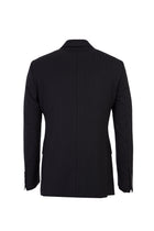 Siyah Slim Fit Dar Kesim Sivri Yaka Yünlü Çizgili Takım Elbise