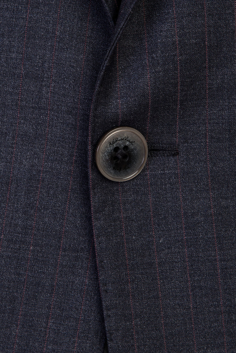 Koyu Füme Regular Fit Yünlü Çizgili Takım Elbise