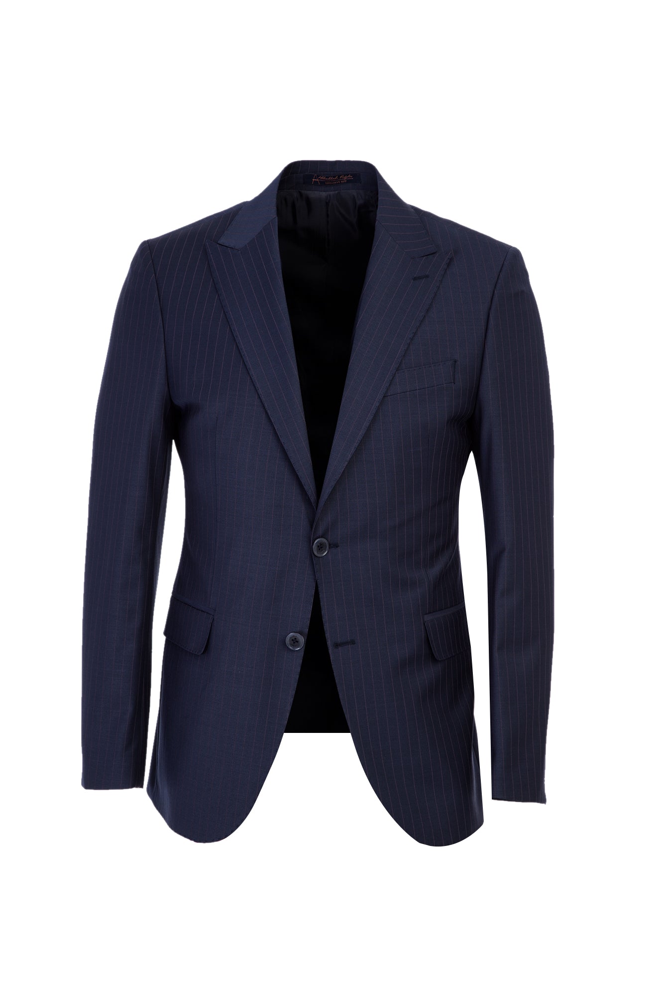 Orta Lacivert 7 Drop Slim Fit Dar Kesim Yünlü Çizgili Tak?m Elbise-Abdullah Ki??l?