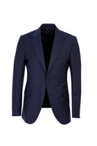 Orta Lacivert 7 Drop Slim Fit Dar Kesim Yünlü Çizgili Tak?m Elbise-Abdullah Ki??l?