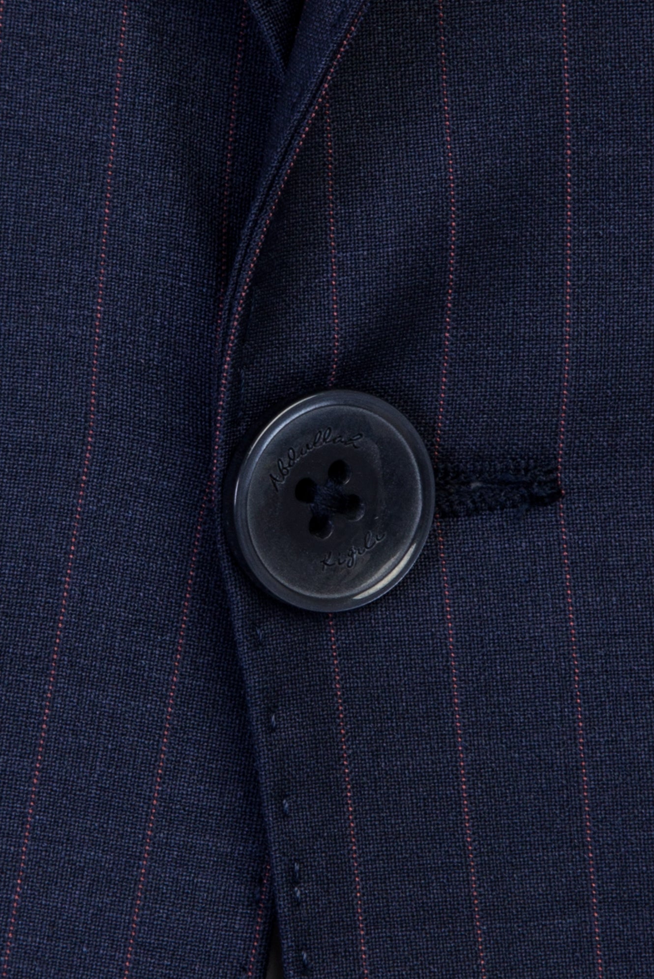 Orta Lacivert 7 Drop Slim Fit Dar Kesim Yünlü Çizgili Tak?m Elbise-Abdullah Ki??l?