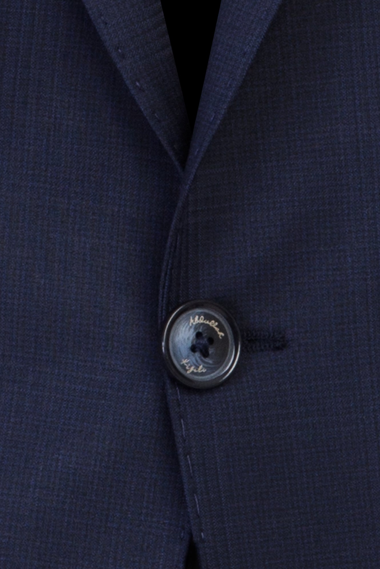 Koyu Lacivert Slim Fit Dar Kesim Yünlü Kareli Takım Elbise