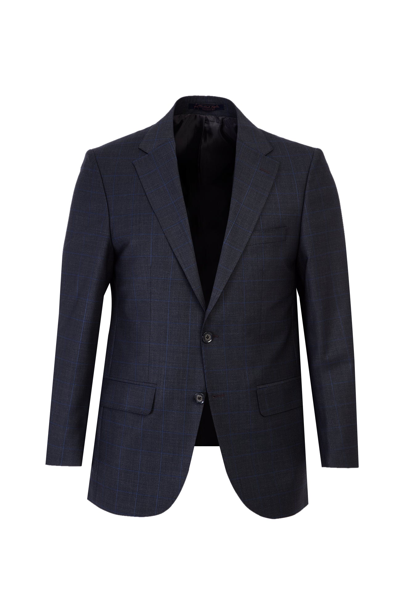 Koyu Füme Regular Fit Yünlü Kareli Takım Elbise