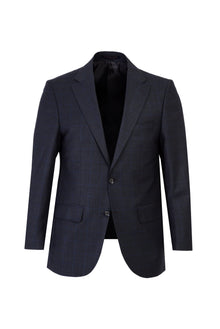 Koyu Füme Regular Fit Yünlü Kareli Takım Elbise