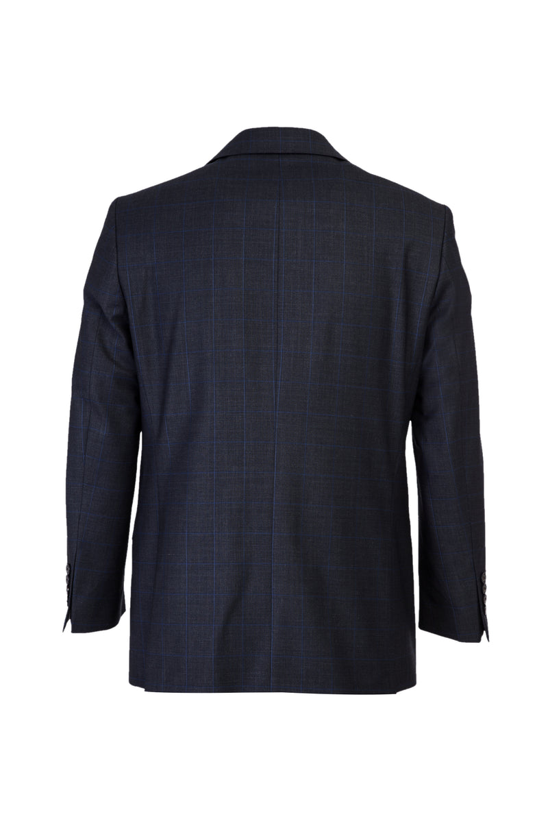 Koyu Füme Regular Fit Yünlü Kareli Takım Elbise