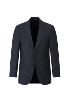 Koyu Füme Relaxed Fit Rahat Kesim Yünlü Klasik Kareli Takım Elbise