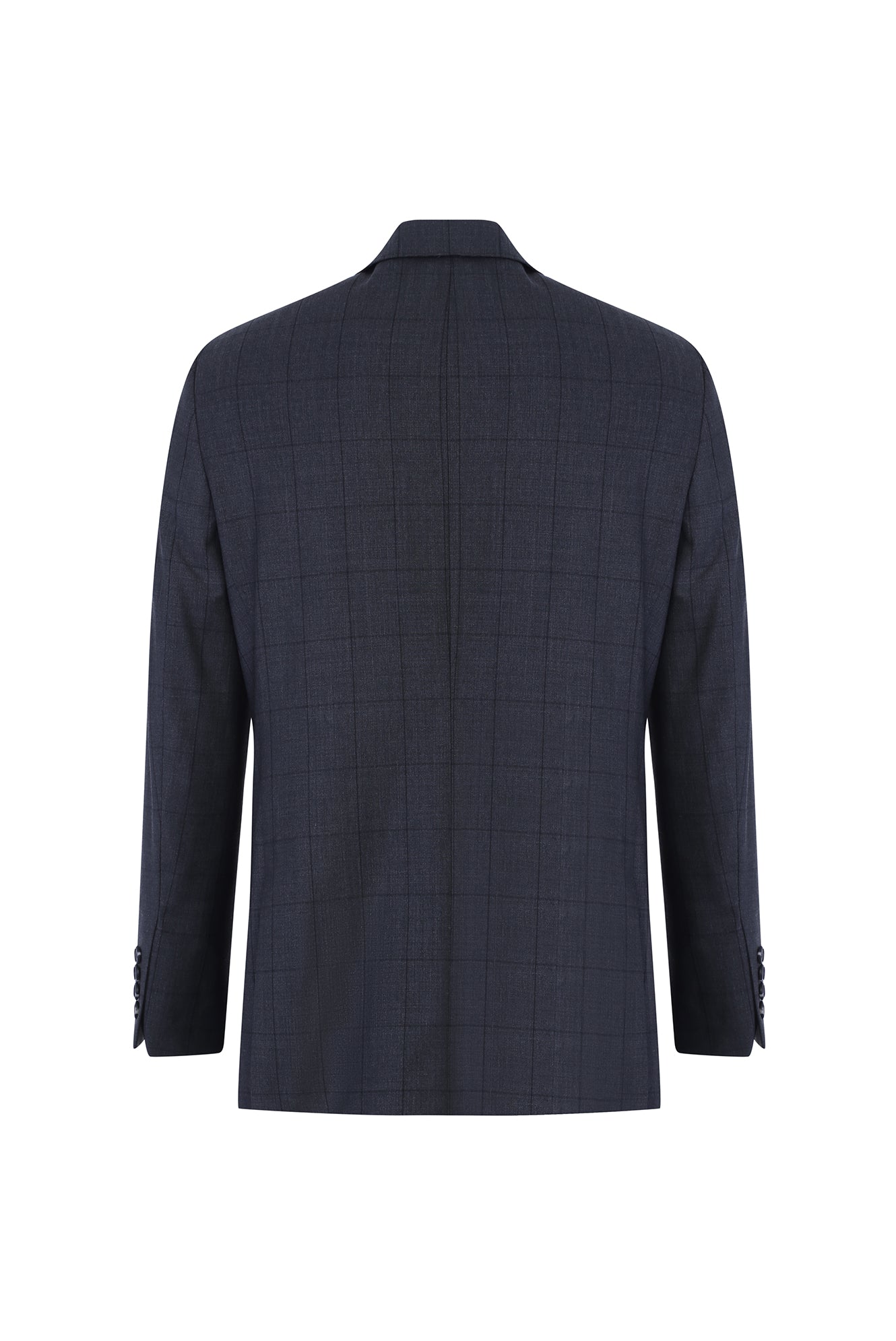 Koyu Füme Relaxed Fit Rahat Kesim Yünlü Klasik Kareli Takım Elbise