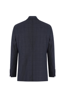 Koyu Füme Relaxed Fit Rahat Kesim Yünlü Klasik Kareli Takım Elbise