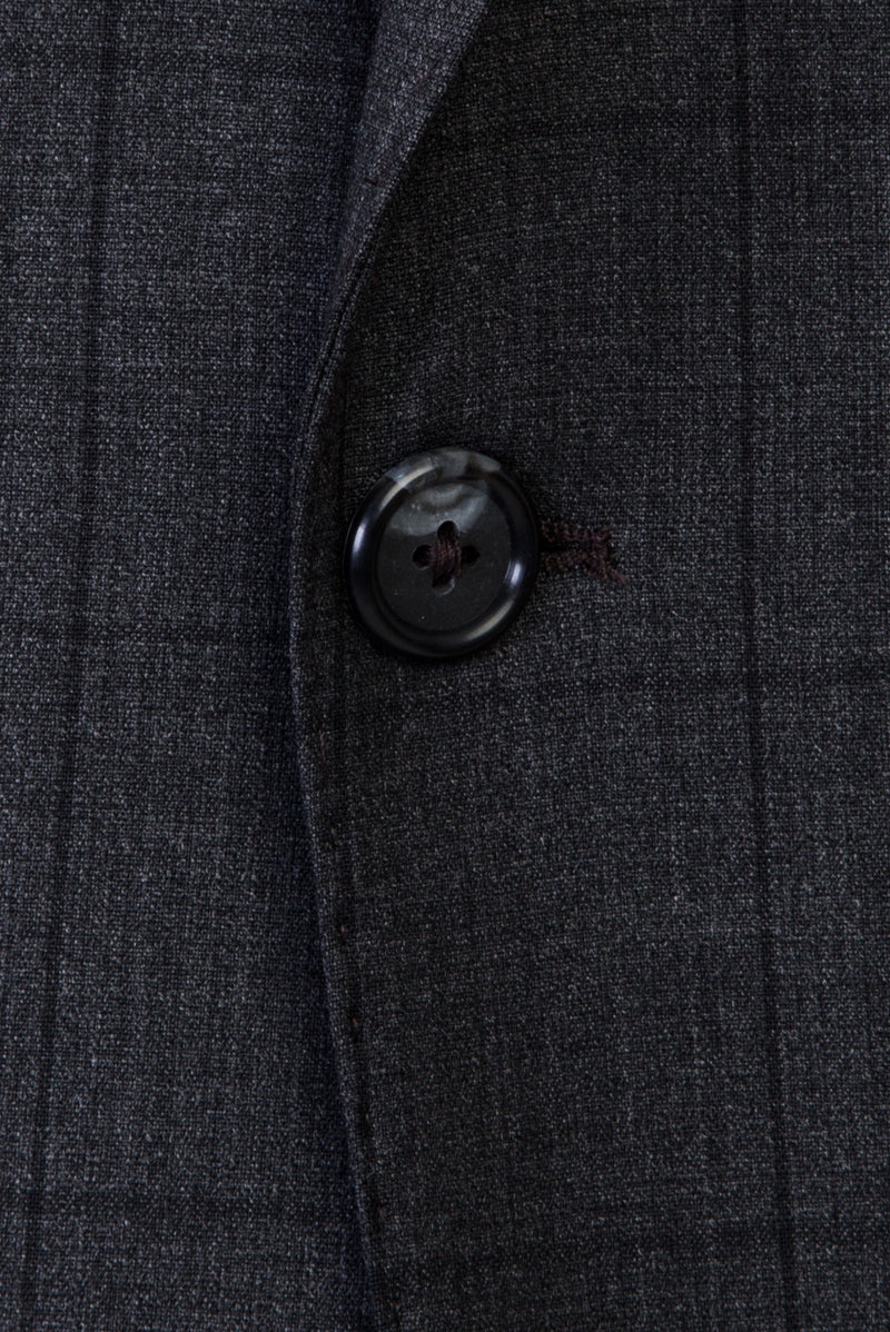 Koyu Füme Relaxed Fit Rahat Kesim Yünlü Klasik Kareli Takım Elbise