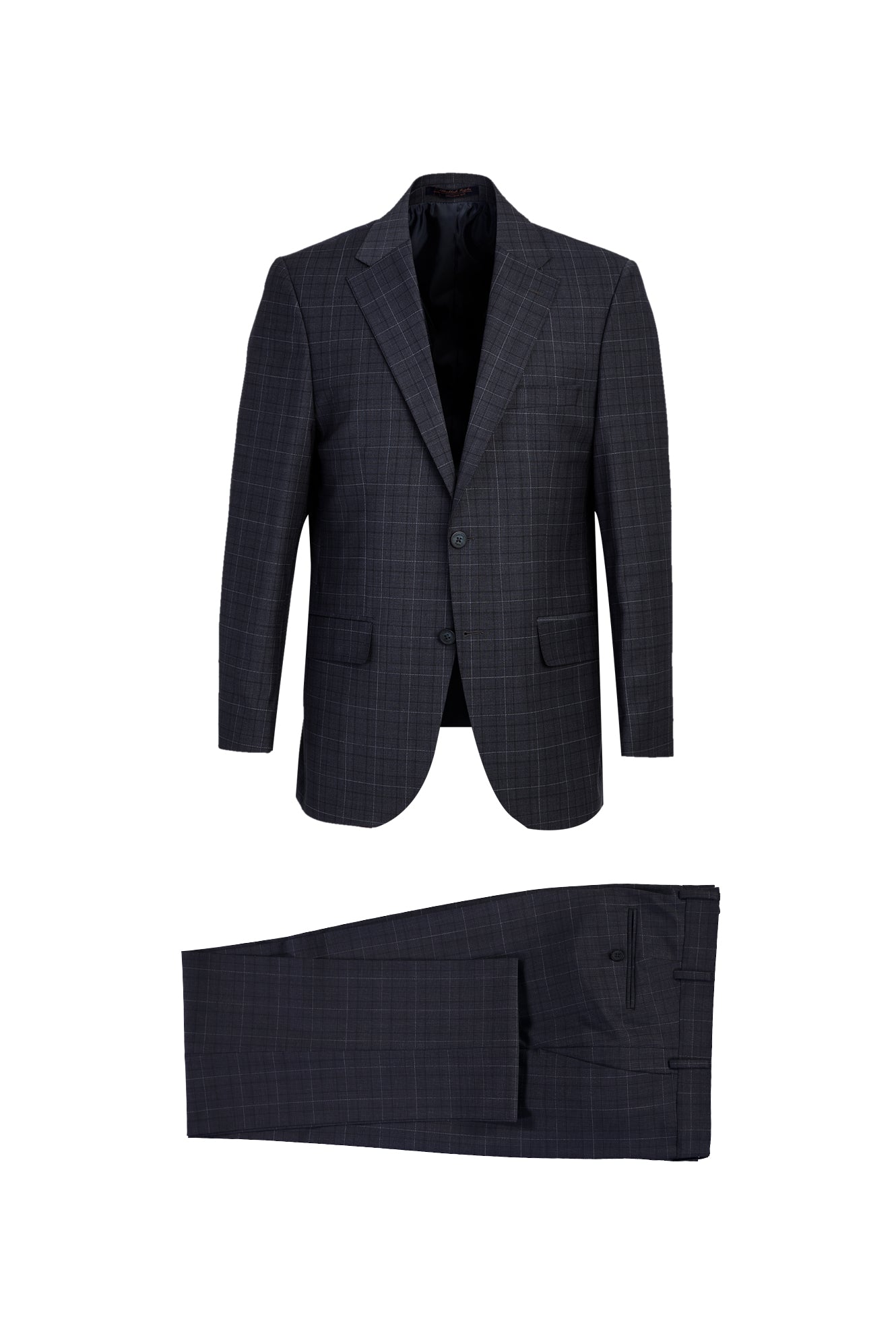 Koyu Füme Relaxed Fit Rahat Kesim Yünlü Ekose Takım Elbise