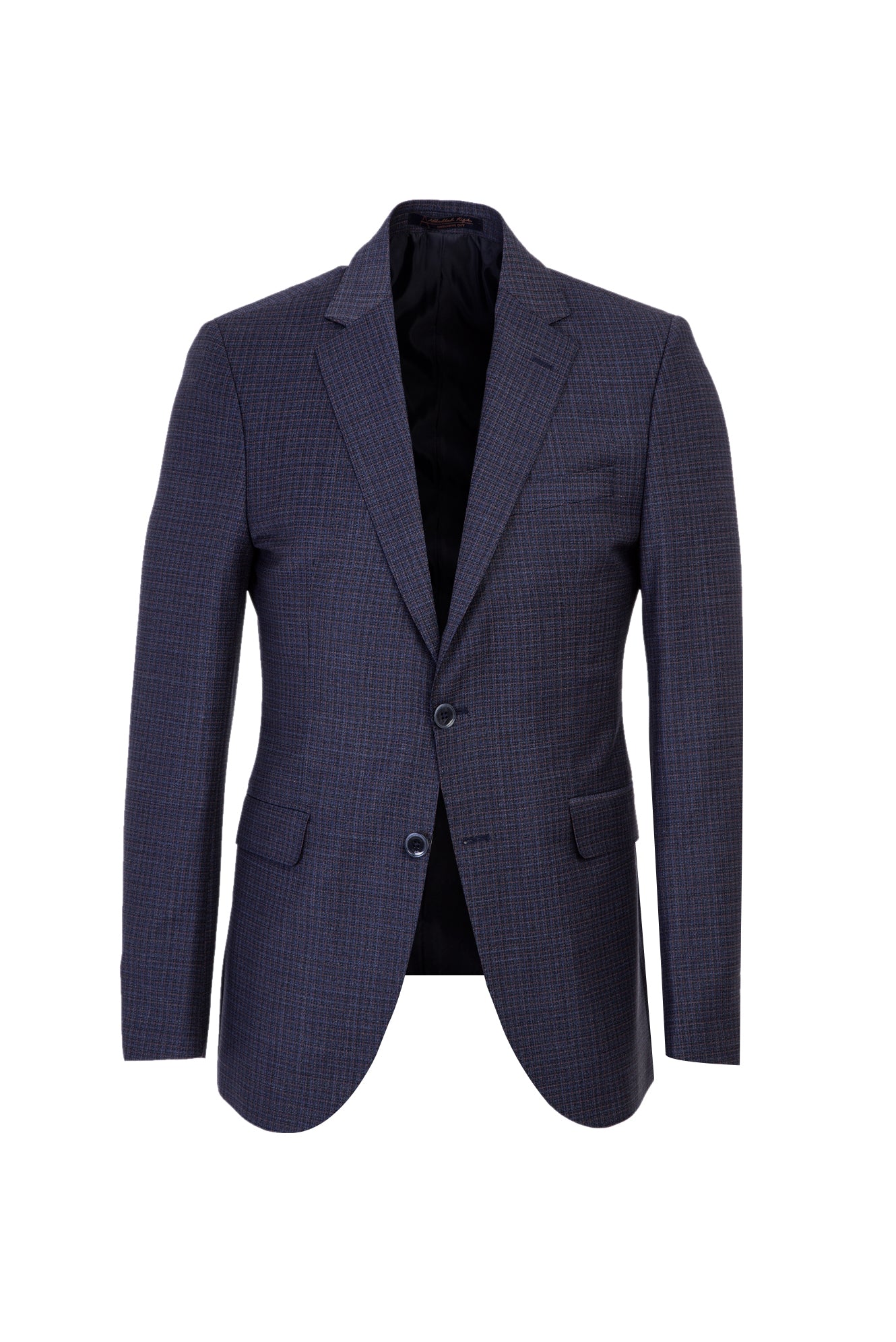 Orta Mor Slim Fit Dar Kesim Yünlü Ekose Takım Elbise