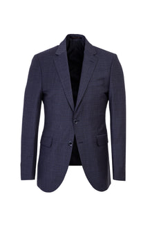 Orta Mor Slim Fit Dar Kesim Yünlü Ekose Takım Elbise