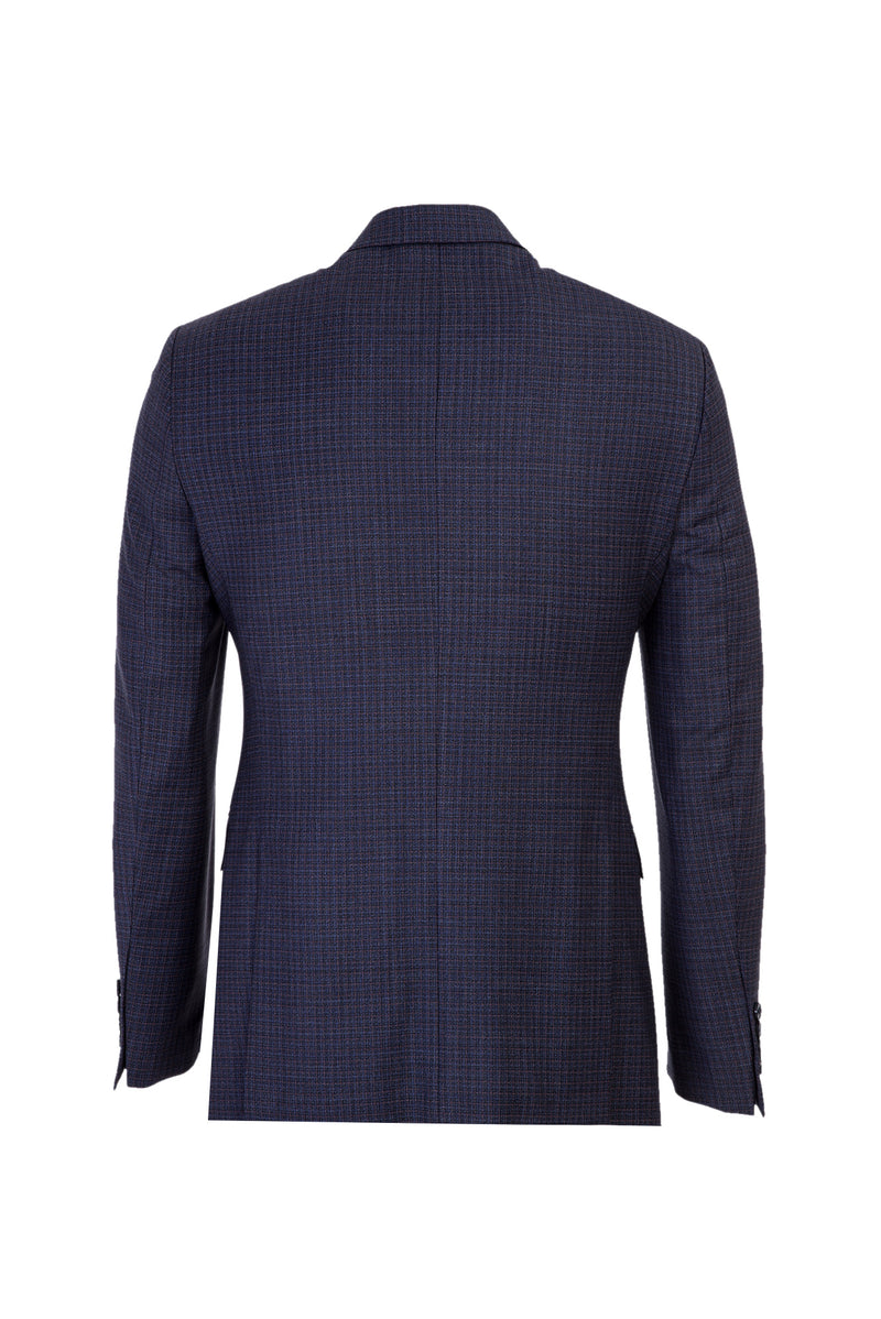 Orta Mor Slim Fit Dar Kesim Yünlü Ekose Takım Elbise