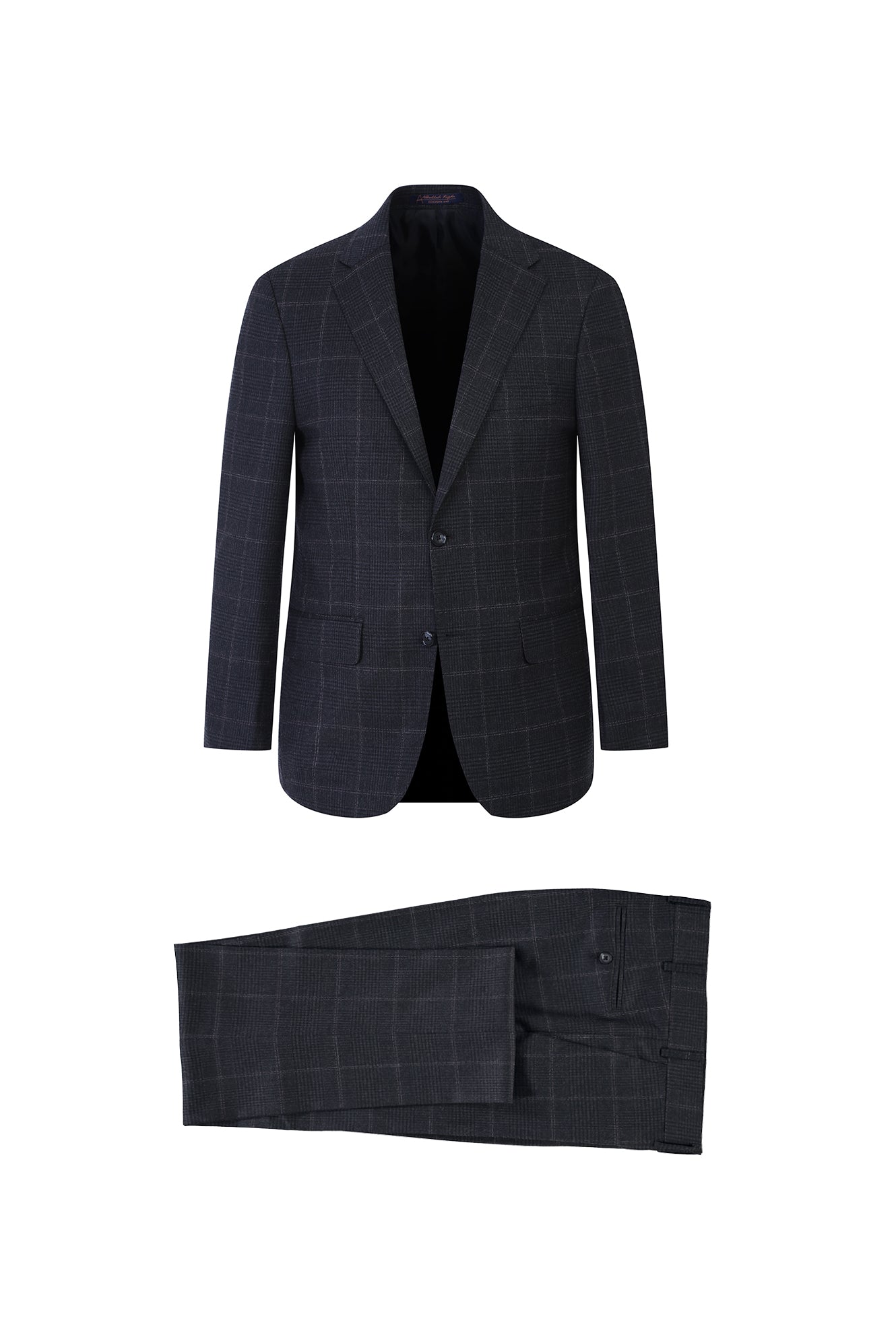 Siyah Relaxed Fit Rahat Kesim Yünlü Ekose Takım Elbise