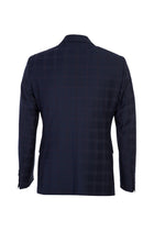 Koyu Lacivert Slim Fit Dar Kesim Yünlü Klasik Ekose Takım Elbise