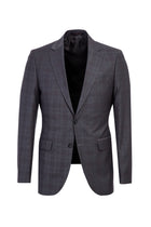 Koyu Füme Slim Fit Dar Kesim Yünlü Ekose Takım Elbise