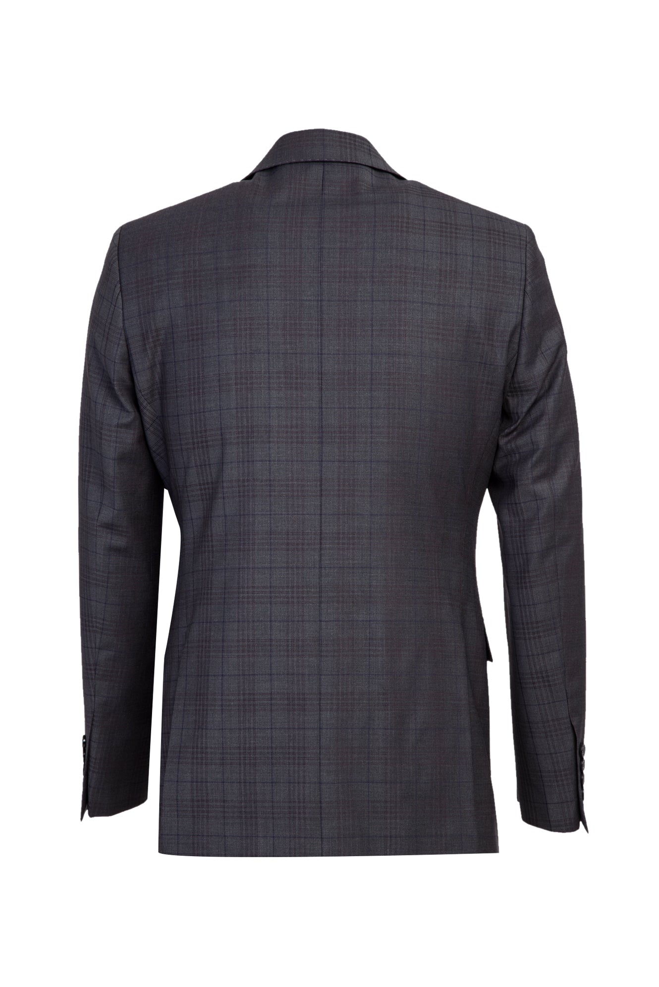 Koyu Füme Slim Fit Dar Kesim Yünlü Ekose Takım Elbise