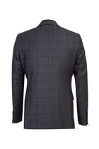 Koyu Füme Slim Fit Dar Kesim Yünlü Ekose Takım Elbise