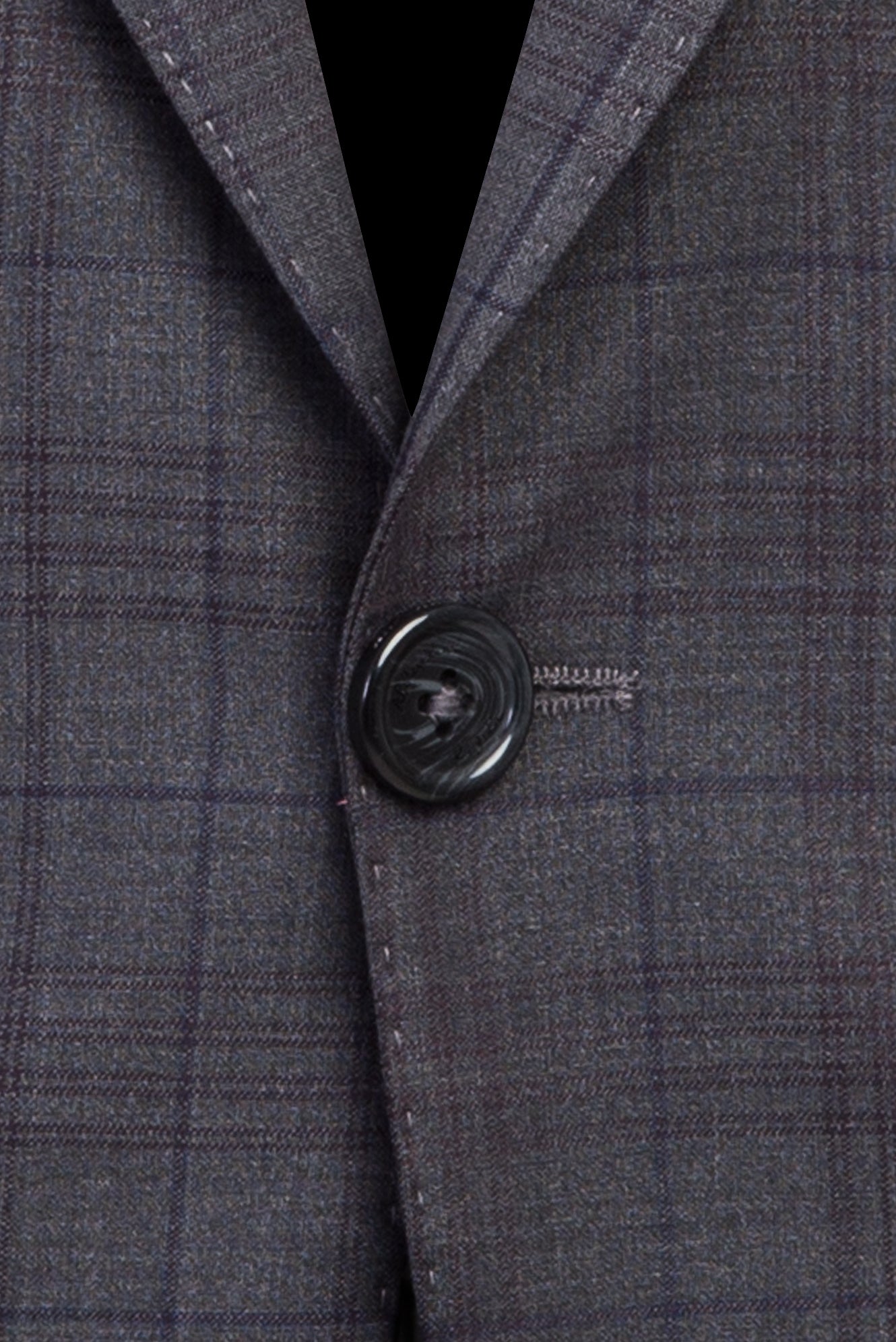 Koyu Füme Slim Fit Dar Kesim Yünlü Ekose Takım Elbise