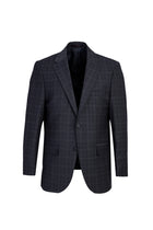 Koyu Lacivert Relaxed Fit Rahat Kesim Yünlü Ekose Takım Elbise