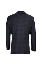 Koyu Lacivert Relaxed Fit Rahat Kesim Yünlü Ekose Takım Elbise