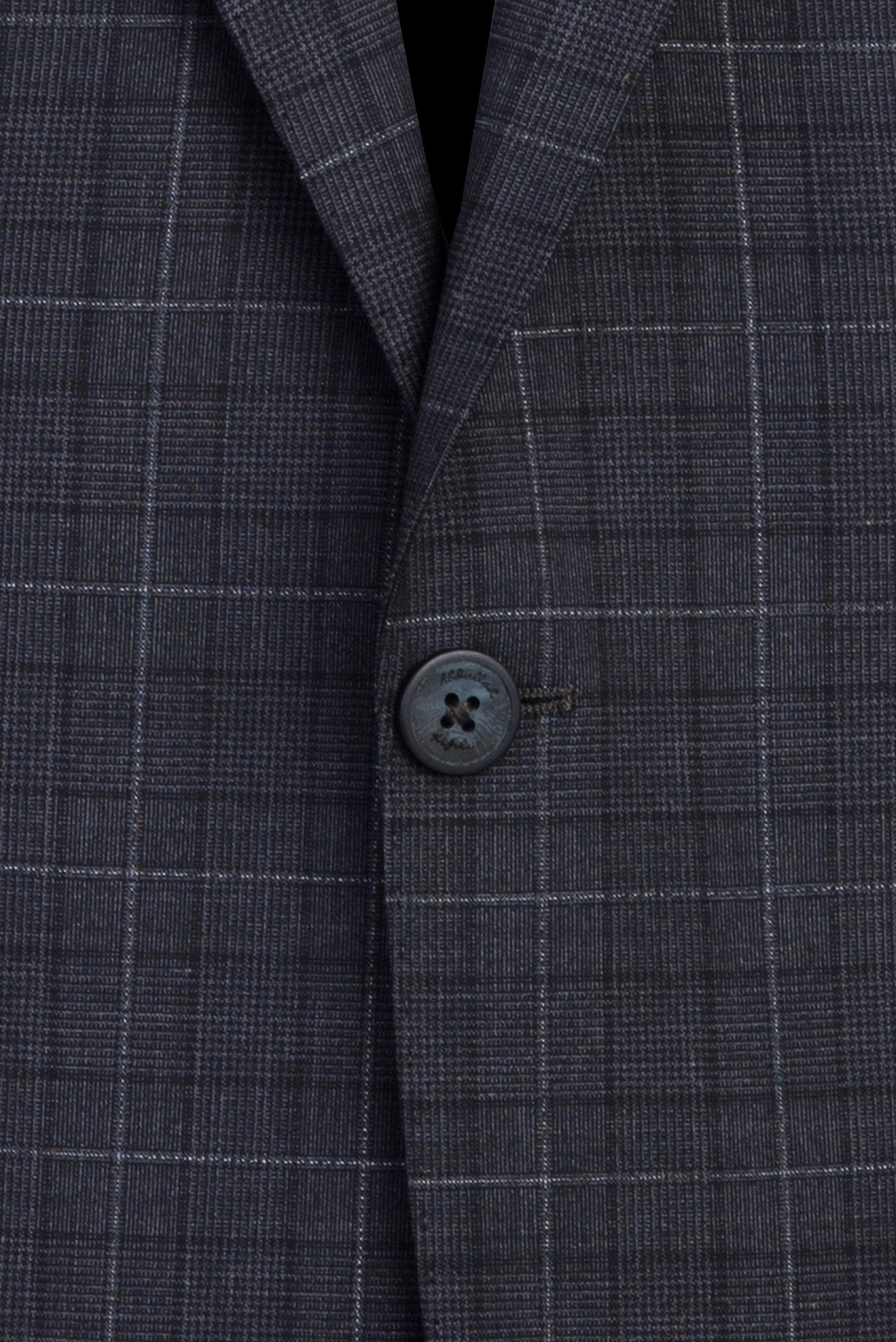 Koyu Lacivert Relaxed Fit Rahat Kesim Yünlü Ekose Takım Elbise