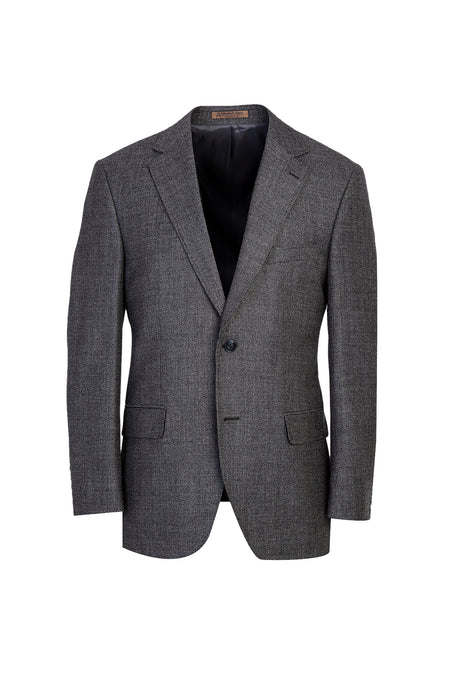 Orta Gri Relaxed Fit Rahat Kesim Desenli Klasik Yün Ceket