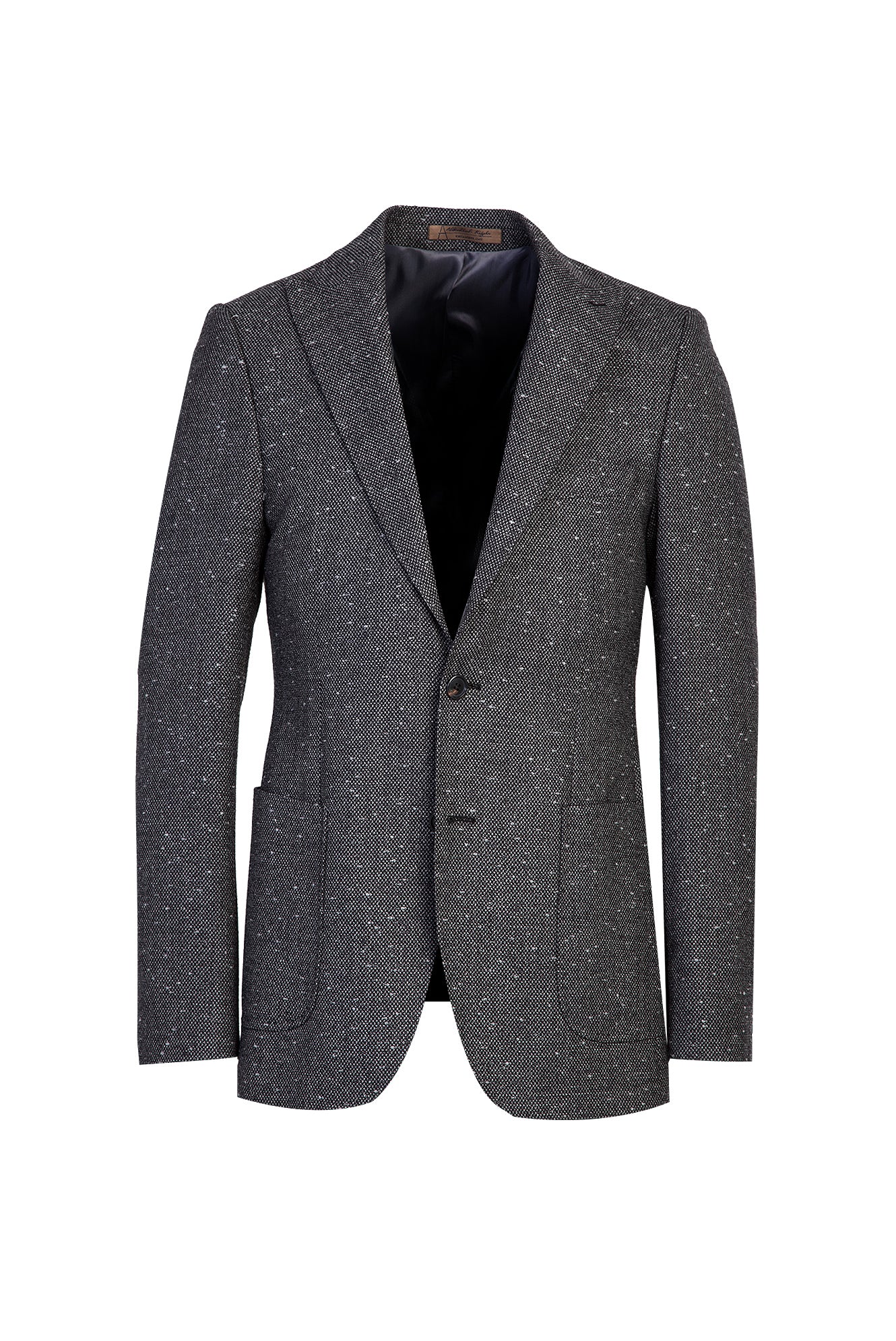 Orta Gri Slim Fit Dar Kesim Yünlü Desenli Ceket