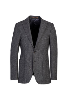 Orta Gri Slim Fit Dar Kesim Yünlü Desenli Ceket