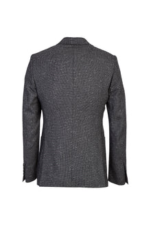 Orta Gri Slim Fit Dar Kesim Yünlü Desenli Ceket