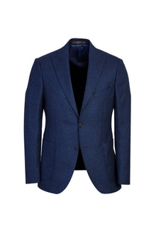 Koyu Mavi  Slim Fit Dar Kesim Yünlü Desenli Ceket