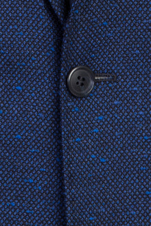 Koyu Mavi  Slim Fit Dar Kesim Yünlü Desenli Ceket