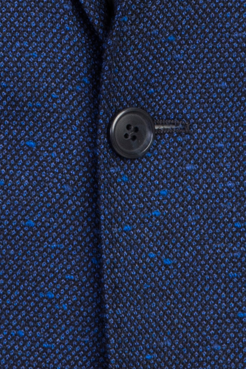 Koyu Mavi  Slim Fit Dar Kesim Yünlü Desenli Ceket