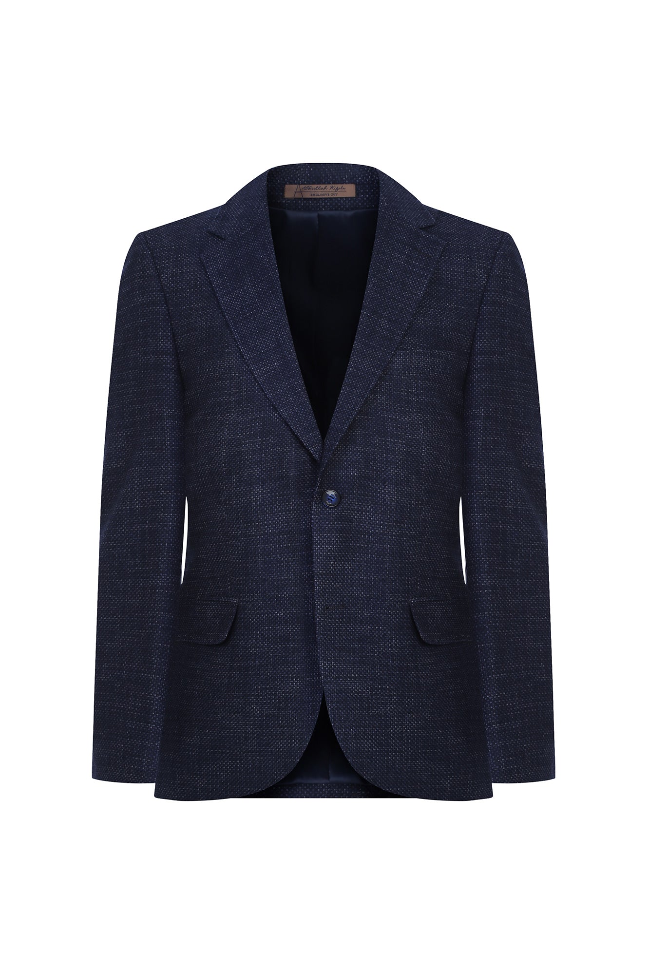 Orta Lacivert Relaxed Fit Rahat Kesim Klasik Desenli Kaşmir Ceket