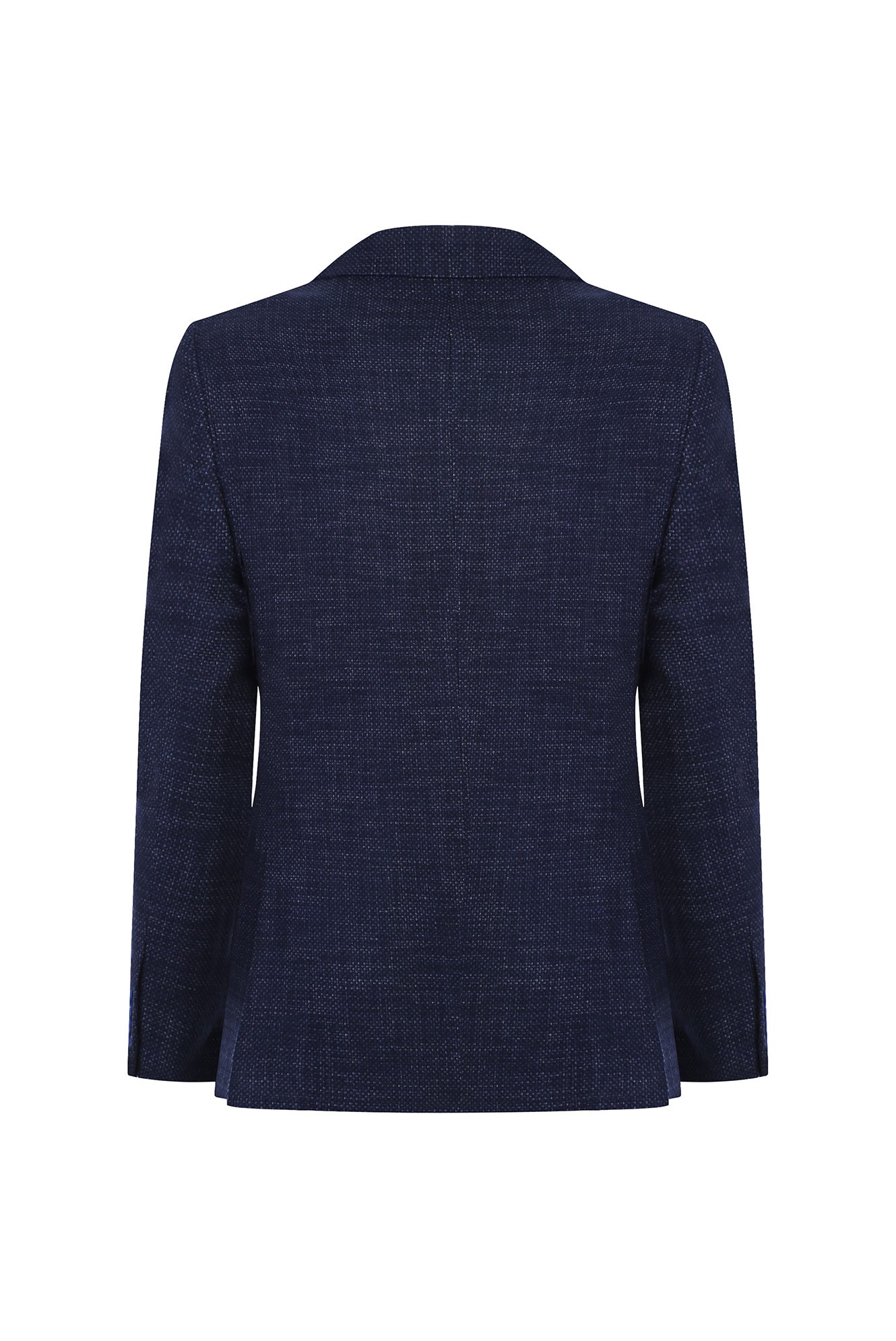 Orta Lacivert Relaxed Fit Rahat Kesim Klasik Desenli Kaşmir Ceket